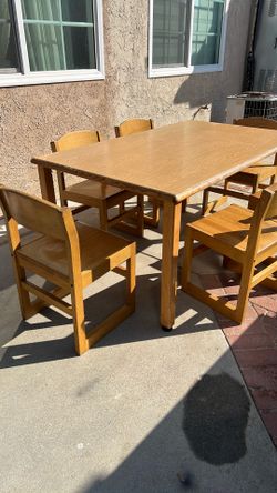 solid wood school chairs and table
