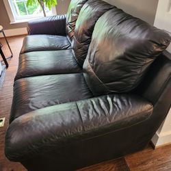 100% Real Italian Leather 3 Seater Couch (Black)
