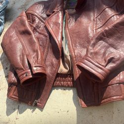 Vintage Midway Leather Jacket Brown Medium Size