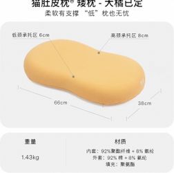 Ergonomic Pillow - Low Profile, Orange, 66x38cm