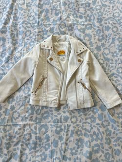2T New Girls White Unicorn Moto Jacket – Sequin Unicorn Back