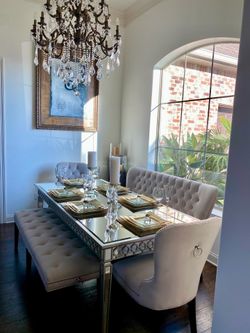 ZGallery Mirror Table, Chairs, Benches