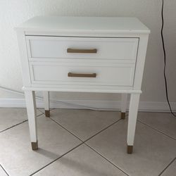 White wooden end table 22” x 15” x 28” height