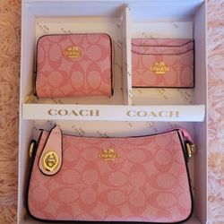 3 Piece Pink Purse Set
