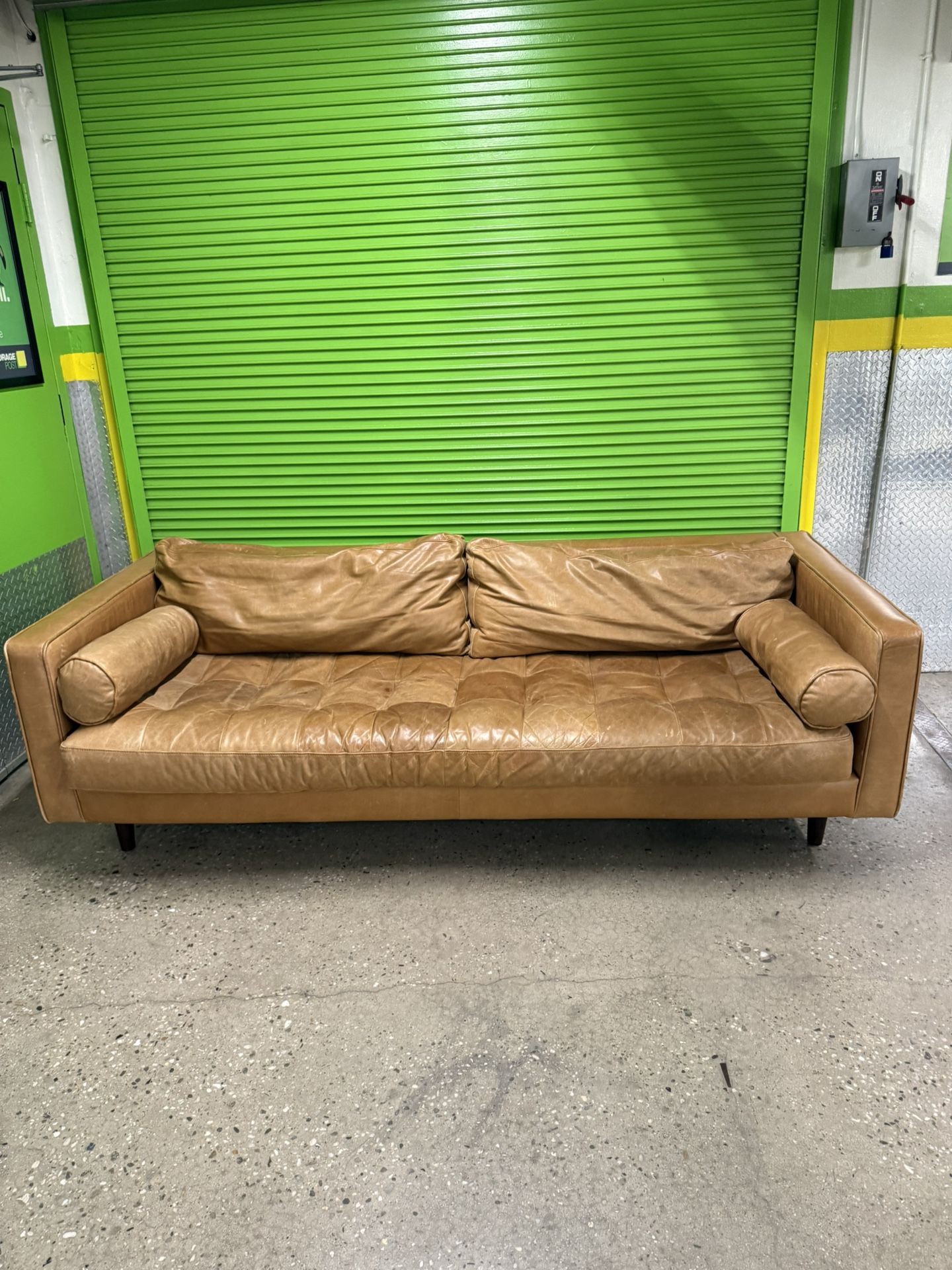 Article Sven 88" Tufted Leather Sofa - Charme Tan -FREE DELIVERY
