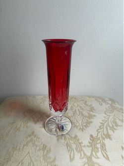 Waterford Crystal Ruby Red Lismore 8” Vase (Signed)