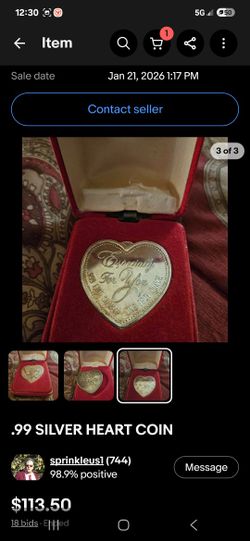 Silver heart coin .999