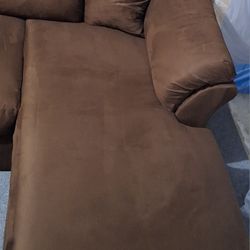 Ashley Darcy Sectional Sofa Chaise – Brown Couch (Good Condition)