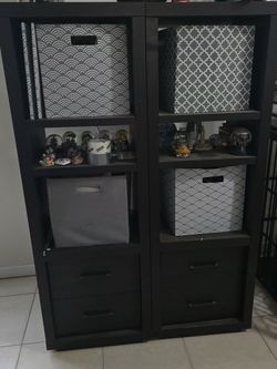 Dark Brown Modular Shelving Unit with Drawers