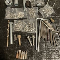 Mixed Hardware & Tool Bits Lots Screws, Allen Wrenches, Drill Bits 