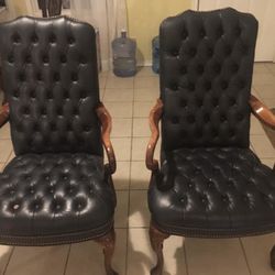 2 Royal Blue Leather Chairs