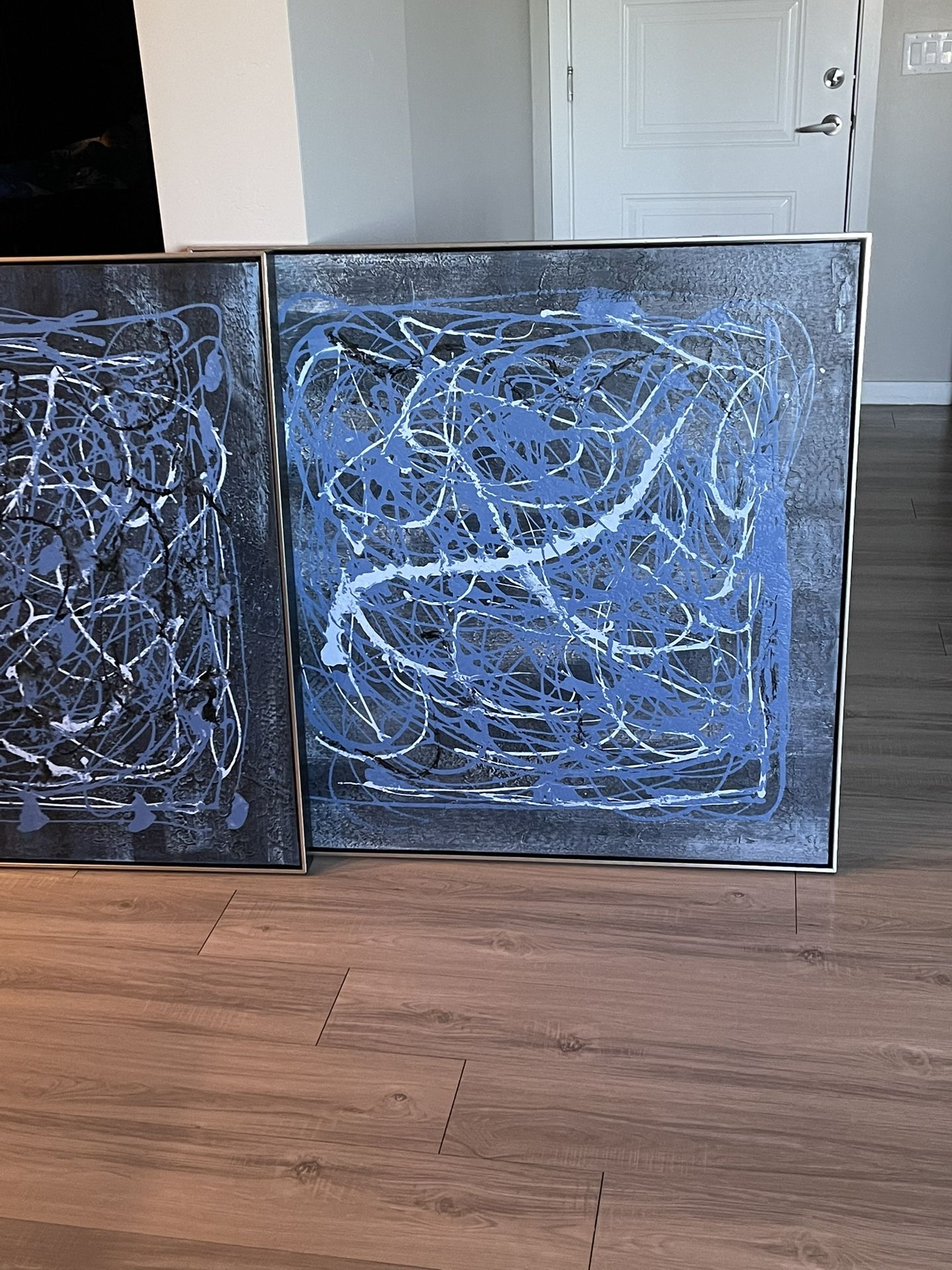 2 Large Blue And Black Pictures