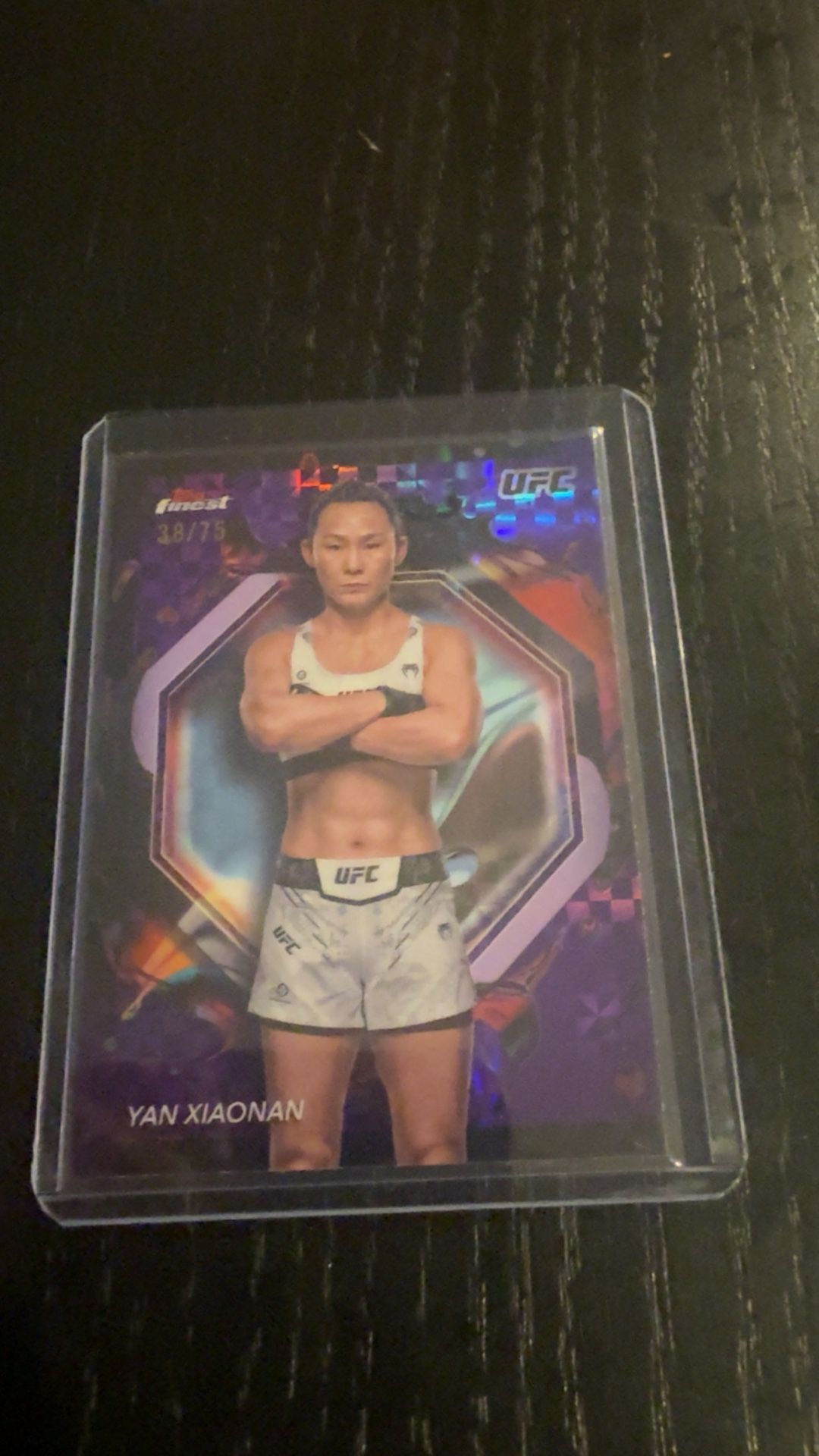 2024 Topps Finest UFC - Rare Yan Xiaonan #242 Purple Checkerboard Refractor /75
