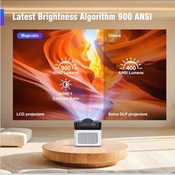 Full HD Ultra Short Throw Projector with Auto Shift 8K 4K 1080P 900ANSI BT5.4 Electronic Focus WiFi6 AllwinnerH716 Audio LED