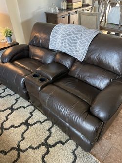 Brown Leather Love Seat
