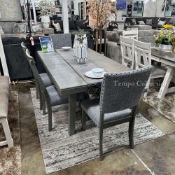 DINING ROOM TABLE SET 6 PIECES WITH BENCH - [NEW]