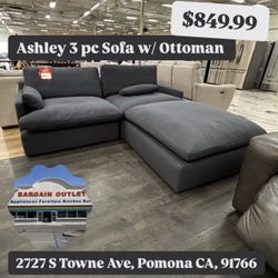 Ashley 2-Pc Blue Sofa Set w/ Ottoman – $849.99 Open Box!
