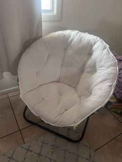 White Faux Fur Saucer Chair
