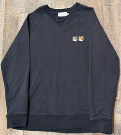MAISON KITSUNE DOUBLE FOX PATCH  SWEATSHIRT ANTHRACITE SIZE Large