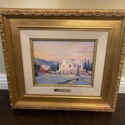 Thomas Kinkade “The Lights of Home” Wood Framed Print