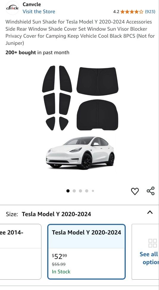 Windshield Sun Shade 8 Pcs Tesla 2020-2024
