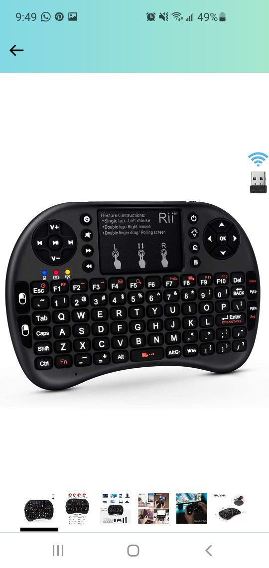 (Upgraded)Rii 2.4GHz Mini Wireless Keyboard with Touchpad,QWERTY Keyboard,LED Backlit,Portable Keyboard Wireless for laptop/PC/Tablets/Windows/Mac/TV/