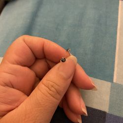Real Silver Black Small Stud Earrings 