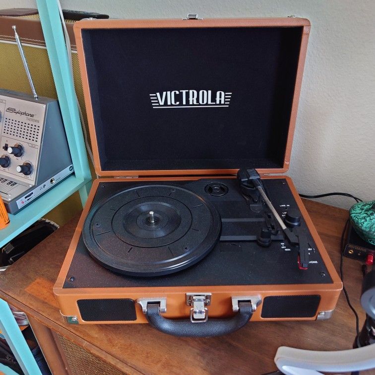 Victrola Retro 3-Speed Bluetooth Portable Suitcase Record Player with Built-in Speakers