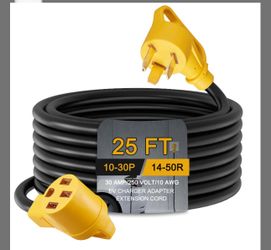 Toptozl 25ft EV Charger Adapter Cord Compatible With NEMA 10-30P To 14-50R, 30 Amp 3 Prong Dryer Male To 50 Amp 4 Prong EV Female For Level 2 Or Telsa