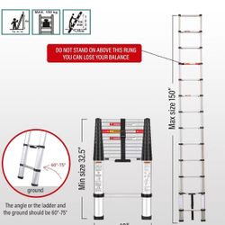 Yvan Telescoping Ladder,12.5 FT One Button Retraction Aluminum Telescopic Extension Extendable Ladder,Slow Down Design Multi-Purpose Ladder for Househ