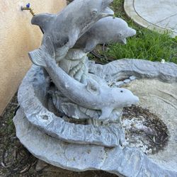Two-Piece Concrete Dolphin Waterfall Fountain