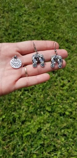 Sterling Silver "You are my sunshine" pendant & silver toned earrings