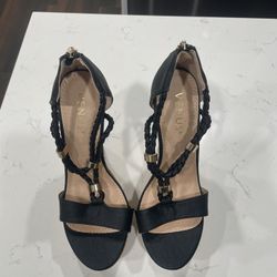 Size 7 Black Cork Wedge 5-inch Heels 