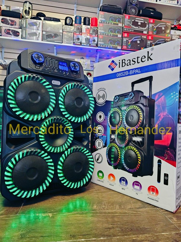 Quad 8" Bluetooth Speaker 🔥Wireless Mic 🎤 INCLUDED🎶VERY Loud Bass🔊 - AMAZING SOUND