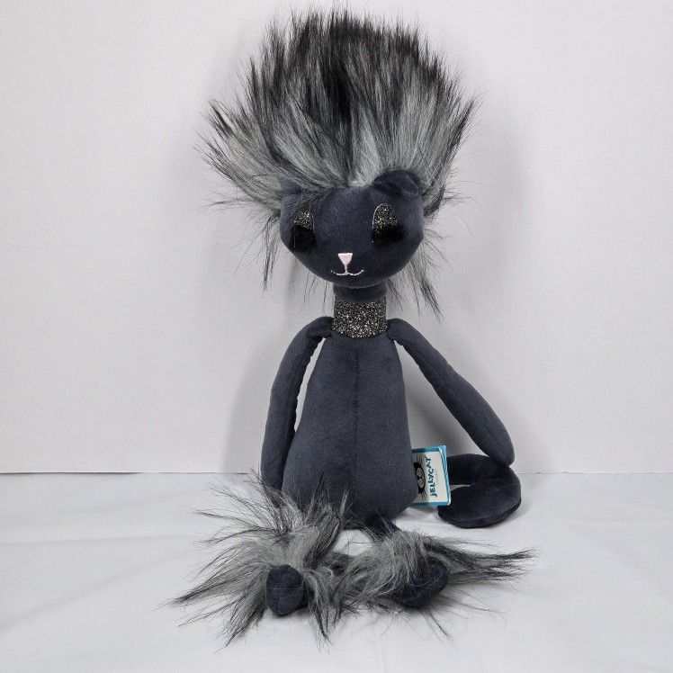 Jellycat London Swellegant Charcoal Grey Kitty Cat Plush Stuffed Animal Black