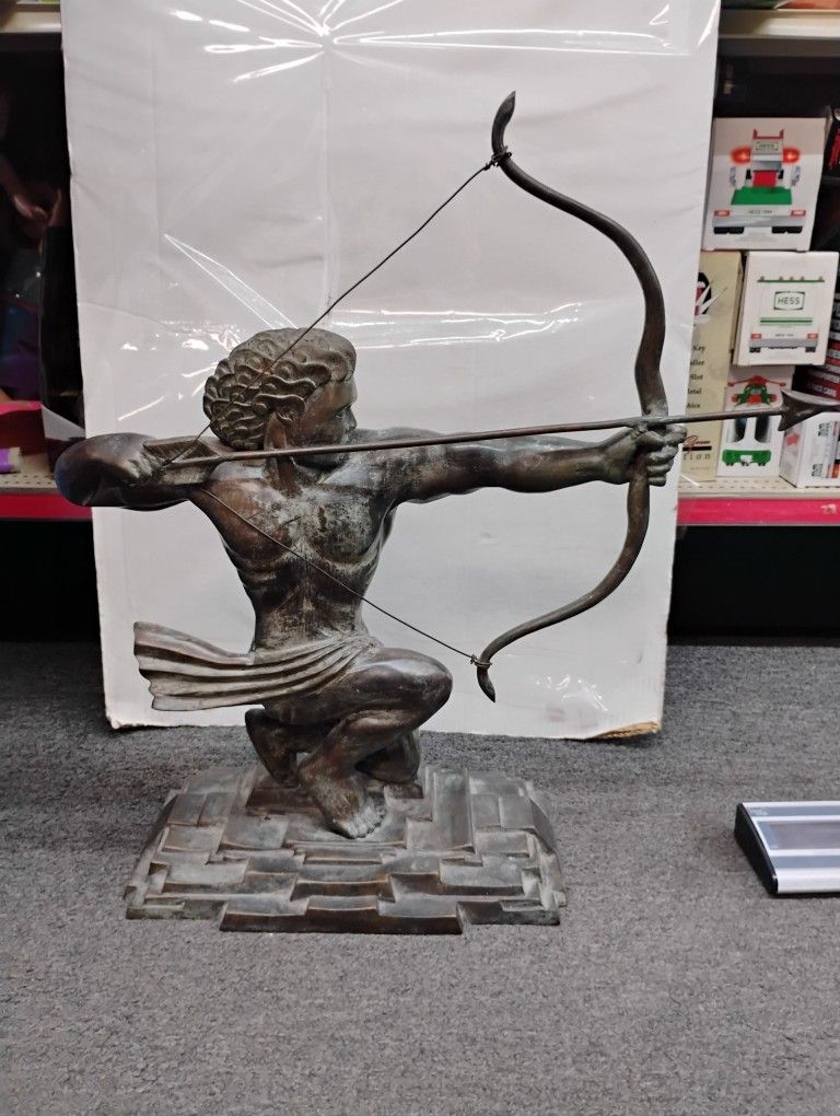 Art Deco Bronze Sculpture of a Kneeling Archer.