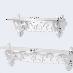 Set of 2 white wooden floating shelves