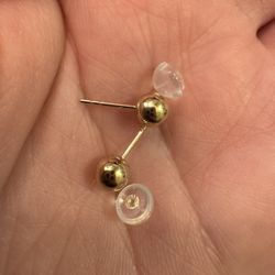 14K Yellow Gold Ball Stud Earrings 5mm Round Polished Classic Everyday Pair with Silicone Backs​​​​​​​​​​​​​​​​