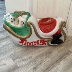 VTG General Foam Santa's Reindeer Sleigh/Sled Christmas Blow Mold Yard Decor