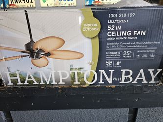 Hampton Bay 52in Indoor And Outdoor Ceiling Fan. Aged Bronze Finish. Brand New 