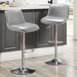 Set of 2 Bar Stools,Modern Swivel Stool,Adjustable Height 24" to 34"