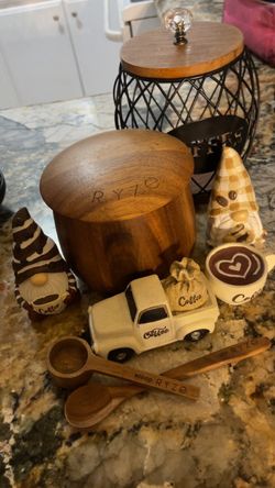 RYZE Mushroom Coffee Wooden Canister with Scoop and Stirrer