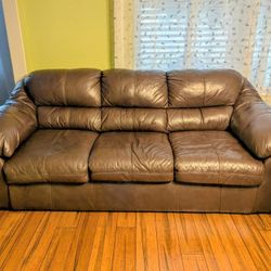 Real leather couch + loveseat set – $200 (pickup only)