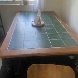 Green tile top dining table 5ft x 3 ft x 29inch