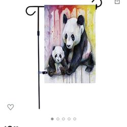 AKPOWR Panda Garden Flag Burlap Vertical Double Sided Farmhouse Yard Outdoor Decorative 12.5 x 18 Inch