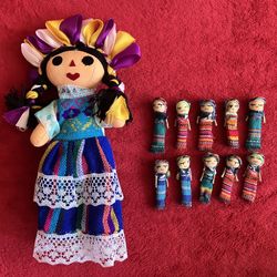 MEXICAN DOLLS - Handcrafted - Handmade - 9.5" ‼️ See HUGE Collection Of UNIQUE Items Here ....