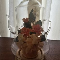 Glass Antique Teapot With Flowers 