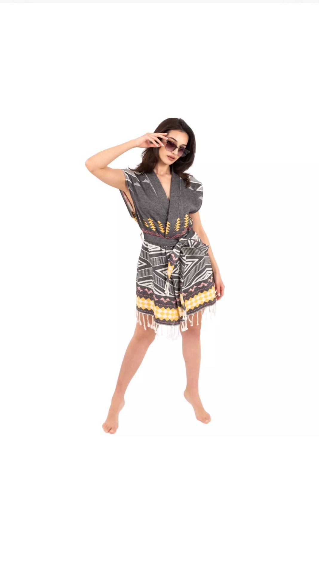 Cover Up-Luxury Peshtemal Short Robe Swimsuit Beach Coverups for Spa Pool