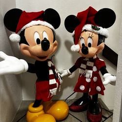 4FT Tall Animated Holiday Mickey And Minnie Mouse