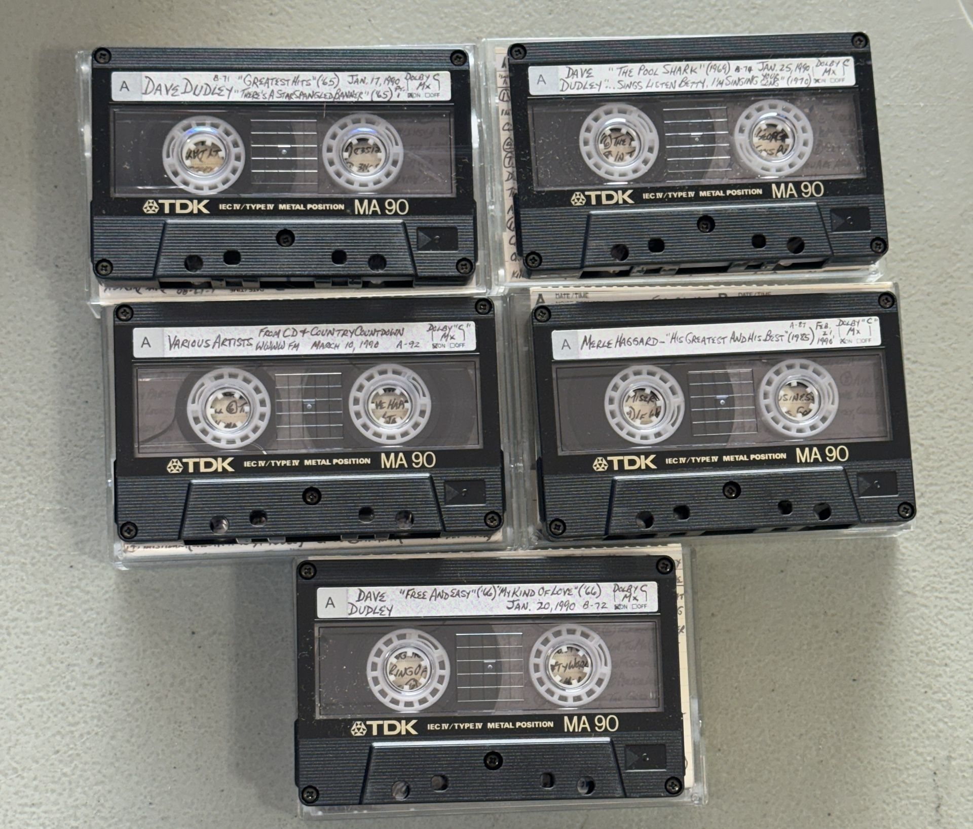 Lot of 5 TDK MA90 Metal Position Type IV Used Cassette Tape Metal Alloy.